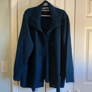 Karen Scott Plus Size Button-Front Marled Cardigan Sweater, Macy’s, 3x, Teal